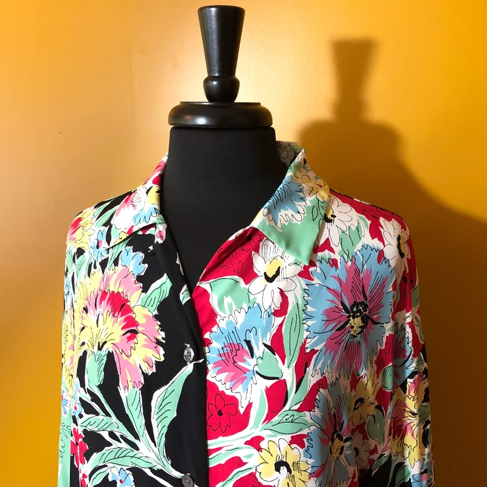 Banana Republic Floral Button Down LS Shirt Large